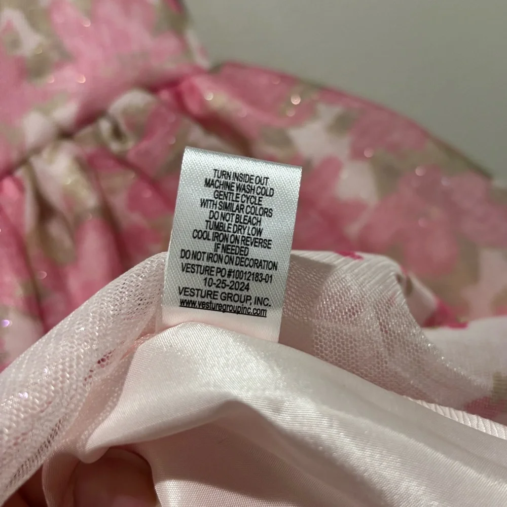 Zenzi Sleeveless Floral Tulle Dress Blush Pink Girls Large 10-12 Easter Spring - Picture 7 of 11